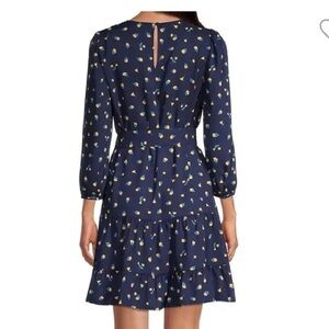 Kate Spade ruffle hem, navy dress with self-belt